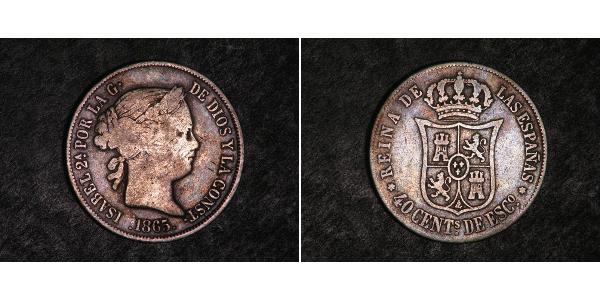 40 Centimo Spanien Silber Isabella II of Spain (1830- 1904)