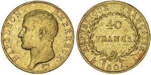 40 Franc Erstes Kaiserreich (1804-1814) Gold Napoleon Bonaparte(1769 - 1821)