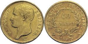 40 Franc Erstes Kaiserreich (1804-1814) Gold Napoleon Bonaparte(1769 - 1821)