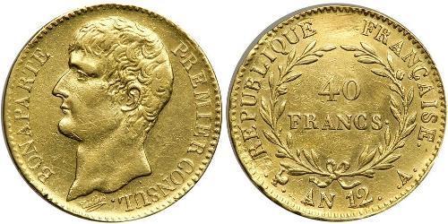 40 Franc Erstes Kaiserreich (1804-1814) Gold Napoleon Bonaparte(1769 - 1821)