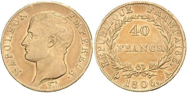 40 Franc Erstes Kaiserreich (1804-1814) Gold Napoleon Bonaparte(1769 - 1821)