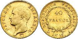 40 Franc First French Empire (1804-1814) Gold Napoleon (1769 - 1821)