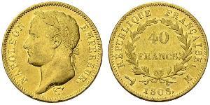 40 Franc First French Empire (1804-1814) Gold Napoleon (1769 - 1821)