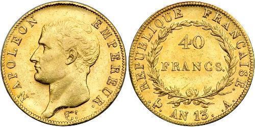 40 Franc First French Empire (1804-1814) Gold Napoleon (1769 - 1821)