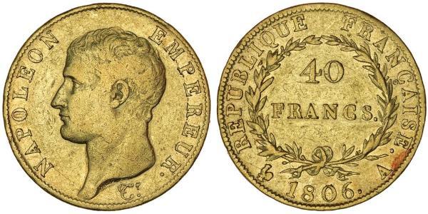 40 Franc First French Empire (1804-1814) Gold Napoleon (1769 - 1821)