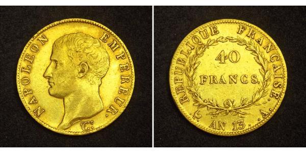 40 Franc First French Empire (1804-1814) Gold Napoleon (1769 - 1821)