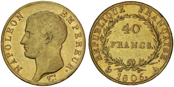 40 Franc First French Empire (1804-1814) Gold Napoleon (1769 - 1821)