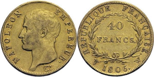 40 Franc First French Empire (1804-1814) Gold Napoleon (1769 - 1821)