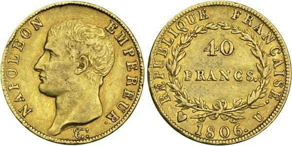 40 Franc First French Empire (1804-1814) Gold Napoleon (1769 - 1821)