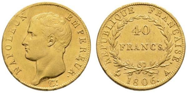 40 Franc First French Empire (1804-1814) Gold Napoleon (1769 - 1821)
