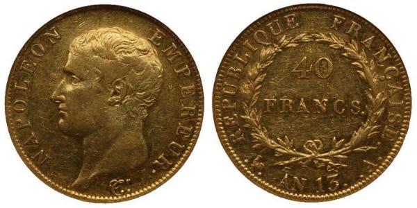 40 Franc First French Empire (1804-1814) Gold Napoleon (1769 - 1821)