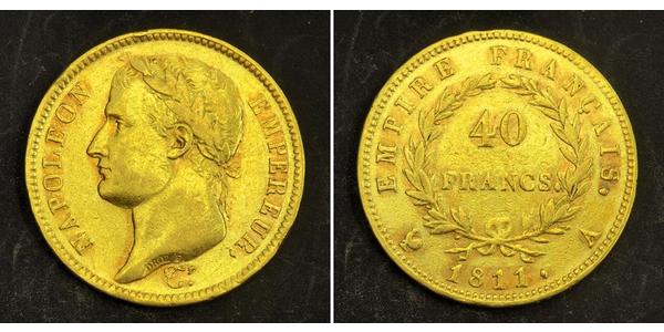 40 Franc First French Empire (1804-1814) Gold Napoleon (1769 - 1821)