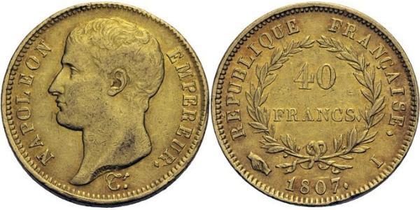 40 Franc First French Empire (1804-1814) Gold Napoleon (1769 - 1821)