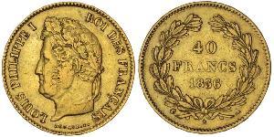 40 Franc July Monarchy (1830-1848) Gold Louis Philippe I of France (1773 -1850)