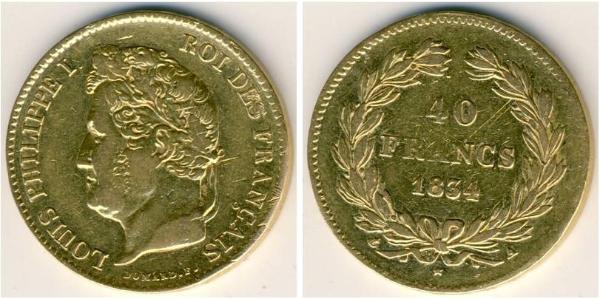 40 Franc July Monarchy (1830-1848) Gold Louis Philippe I of France (1773 -1850)