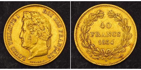 40 Franc July Monarchy (1830-1848) Gold Louis Philippe I of France (1773 -1850)