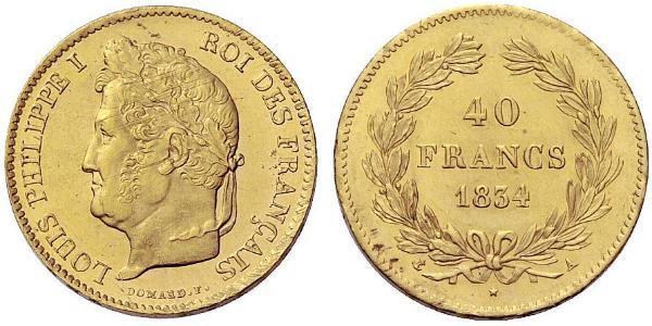 40 Franc July Monarchy (1830-1848) Gold Louis Philippe I of France (1773 -1850)