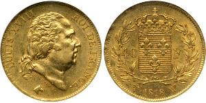 40 Franc Kingdom of France (1815-1830) Gold Louis XVIII of France (1755-1824)