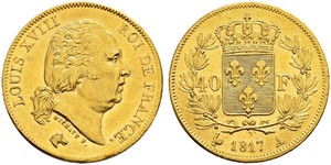 40 Franc Kingdom of France (1815-1830) Gold Louis XVIII of France (1755-1824)