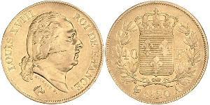 40 Franc Kingdom of France (1815-1830) Gold Louis XVIII of France (1755-1824)