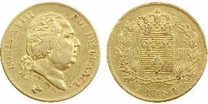 40 Franc Kingdom of France (1815-1830) Gold Louis XVIII of France (1755-1824)