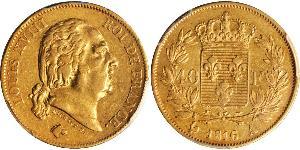 40 Franc Kingdom of France (1815-1830) Gold Louis XVIII of France (1755-1824)