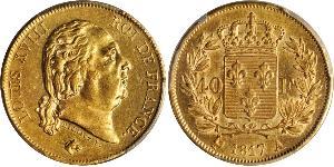 40 Franc Kingdom of France (1815-1830) Gold Louis XVIII of France (1755-1824)