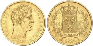 40 Franc Kingdom of France (1815-1830) Gold Charles X of France (1757-1836)