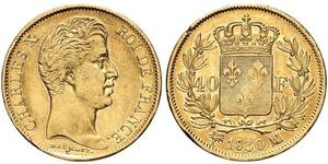 40 Franc Kingdom of France (1815-1830) Gold Charles X of France (1757-1836)