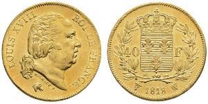 40 Franc Kingdom of France (1815-1830) Gold Louis XVIII of France (1755-1824)