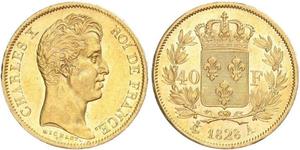 40 Franc Kingdom of France (1815-1830) Gold Charles X of France (1757-1836)