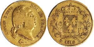 40 Franc Kingdom of France (1815-1830) Gold Louis XVIII of France (1755-1824)