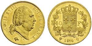 40 Franc Kingdom of France (1815-1830) Gold Ludwig XVIII (1755-1824)