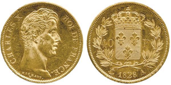 40 Franc Kingdom of France (1815-1830) Gold Charles X of France (1757-1836)