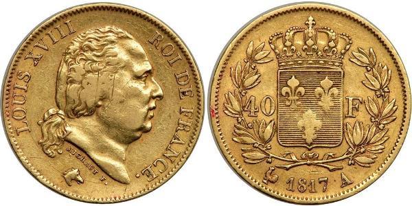 40 Franc Kingdom of France (1815-1830) Gold Louis XVIII of France (1755-1824)