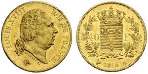 40 Franc Kingdom of France (1815-1830) Or Louis XVIII de France  (1755-1824)