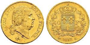 40 Franc Kingdom of France (1815-1830) Or Louis XVIII de France  (1755-1824)