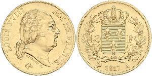 40 Franc Kingdom of France (1815-1830) Or Louis XVIII de France  (1755-1824)