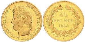 40 Franc Monarchie de Juillet (1830-1848) Or Louis-Philippe I (1773 -1850)