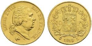 40 Franc Kingdom of France (1815-1830) Oro Luigi XVIII di Francia (1755-1824)