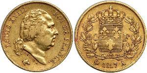 40 Franc Kingdom of France (1815-1830) Oro Luigi XVIII di Francia (1755-1824)