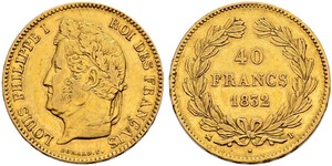 40 Franc Monarchia di Luglio (1830-1848) Oro Luigi Filippo di Francia (1773 -1850)