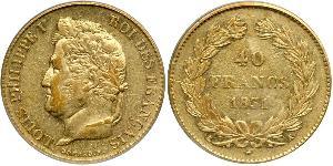 40 Franc Monarchia di Luglio (1830-1848) Oro Luigi Filippo di Francia (1773 -1850)