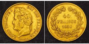 40 Franc Monarchia di Luglio (1830-1848) Oro Luigi Filippo di Francia (1773 -1850)