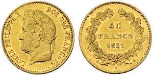 40 Franc Monarchia di Luglio (1830-1848) Oro Luigi Filippo di Francia (1773 -1850)