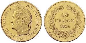 40 Franc Monarchia di Luglio (1830-1848) Oro Luigi Filippo di Francia (1773 -1850)