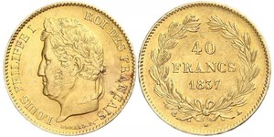 40 Franc Monarchia di Luglio (1830-1848) Oro Luigi Filippo di Francia (1773 -1850)