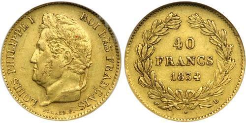 40 Franc Monarchia di Luglio (1830-1848) Oro Luigi Filippo di Francia (1773 -1850)