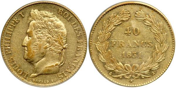 40 Franc Monarchia di Luglio (1830-1848) Oro Luigi Filippo di Francia (1773 -1850)