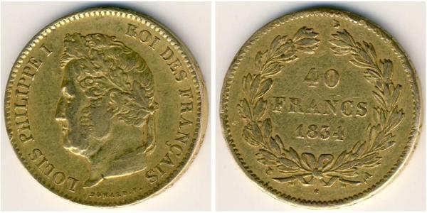 40 Franc Monarchia di Luglio (1830-1848) Oro Luigi Filippo di Francia (1773 -1850)